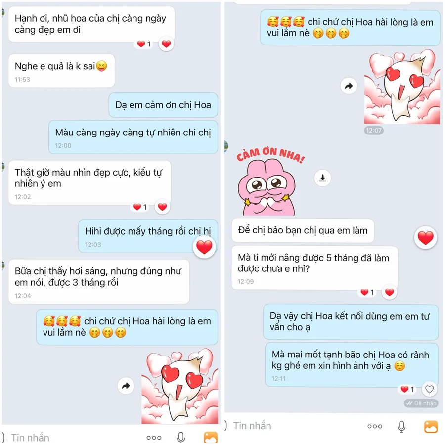Ảnh chụp tin nhắn của chị H.