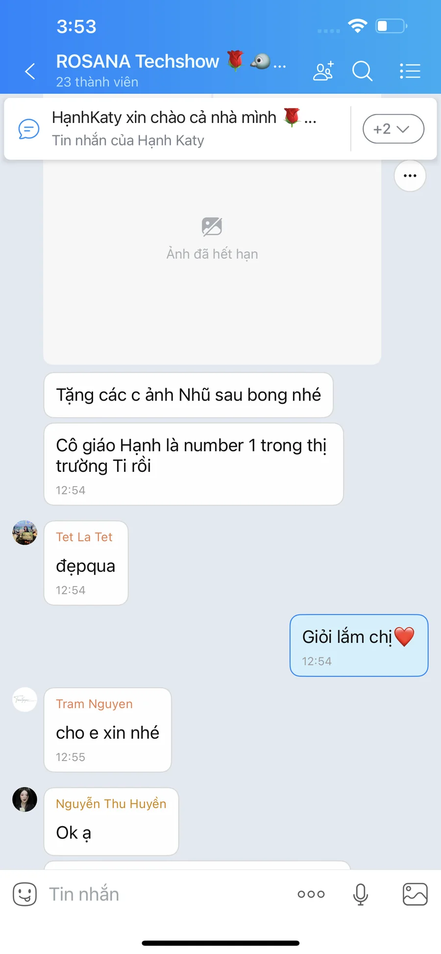 Phản hồi trong nhóm học viên Rosana
